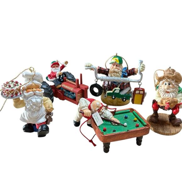 5 Santa Clause Christmas Tree Ornaments - Picture 1 of 6